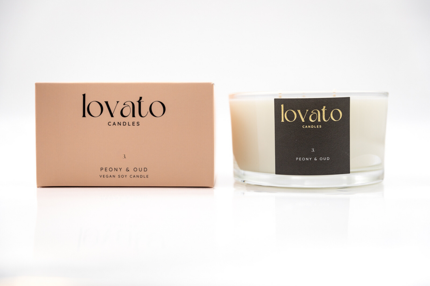 Luxury Scented Soy 3-Wick Candle - Peony & Oud
