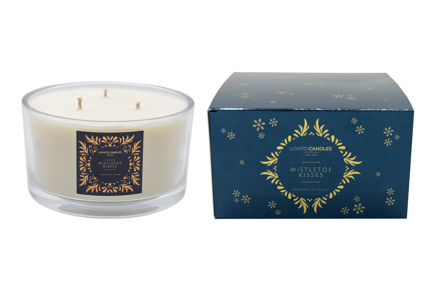 Christmas Clear 3-Wick Candle - Mistletoe Kisses