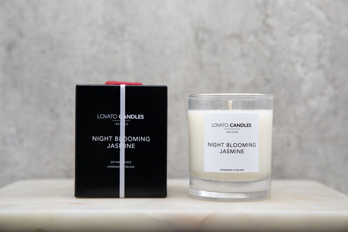 Clear Scented Candle with Luxury Black Box - Night Blooming Jasmine