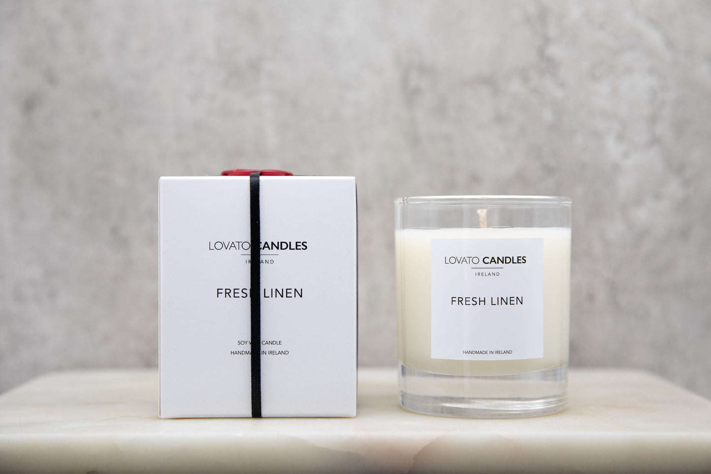 Clear Scented Candle with Luxury White Box - Fresh Linen
