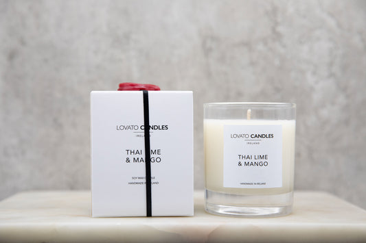 Clear Scented Candle with Luxury White Box - Thai Lime & Mango
