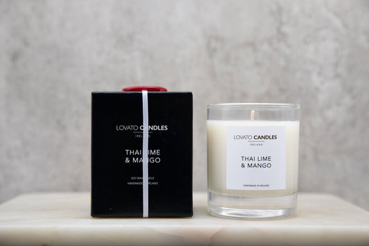 Clear Scented Candle with Luxury Black Box - Thai Lime & Mango