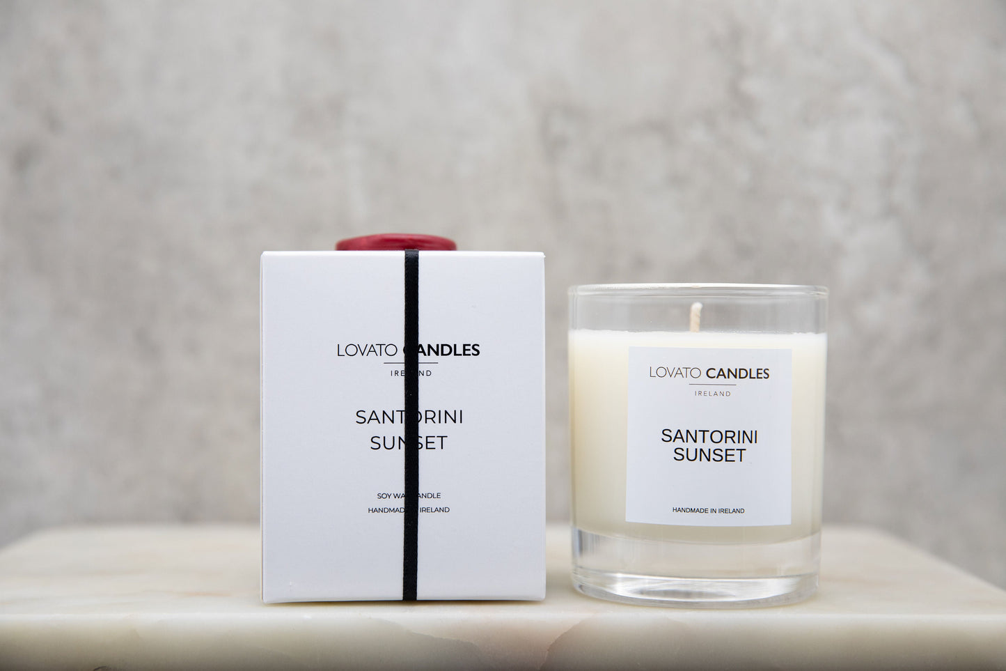 Clear Scented Candle with Luxury White Box - Santorini Sunset