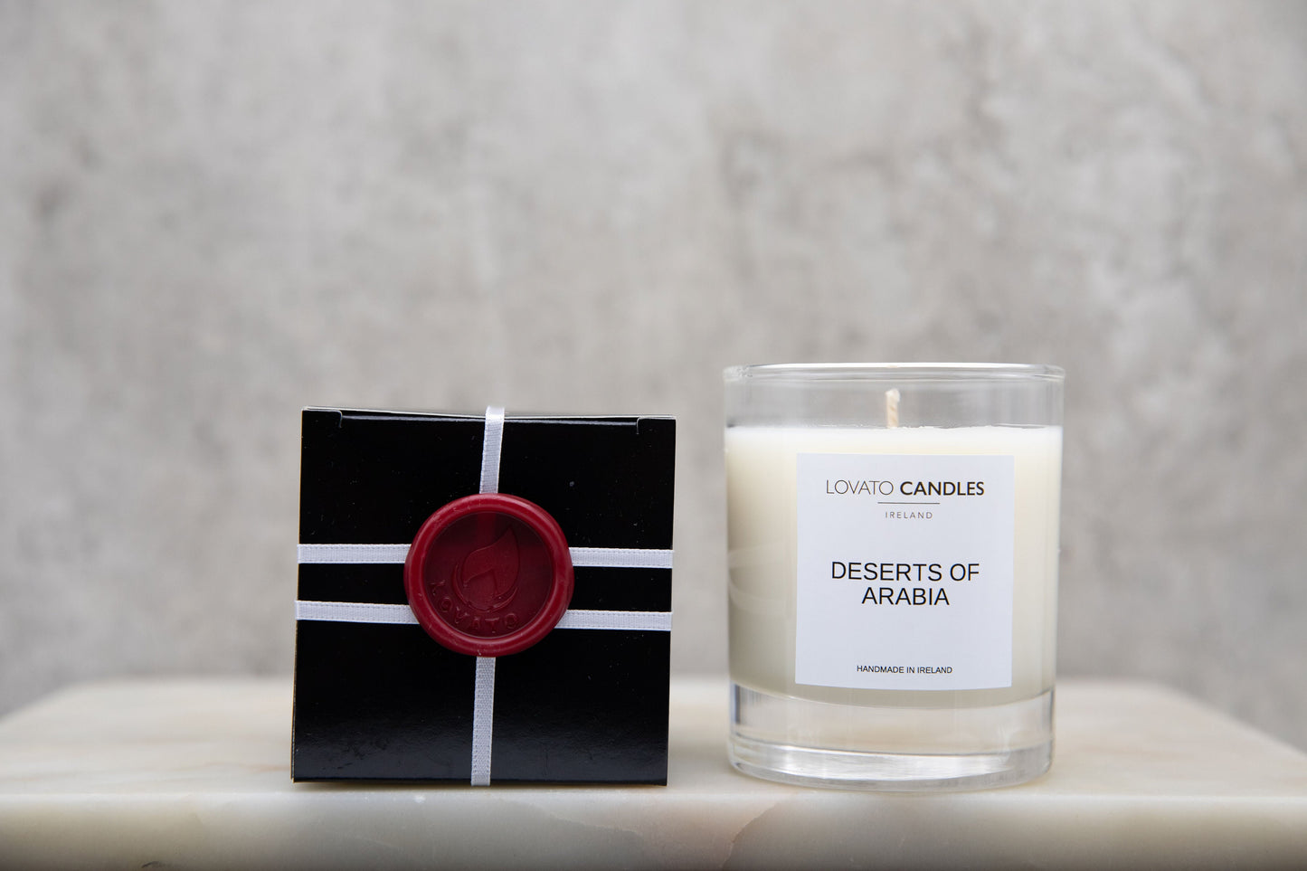 Clear Scented Candle with Luxury Black Box - Deserts of Arabia