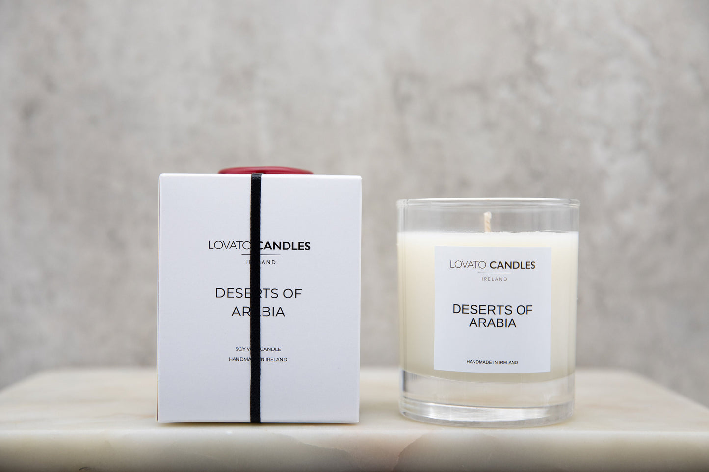 Clear Scented Candle with Luxury White Box - Deserts of Arabia