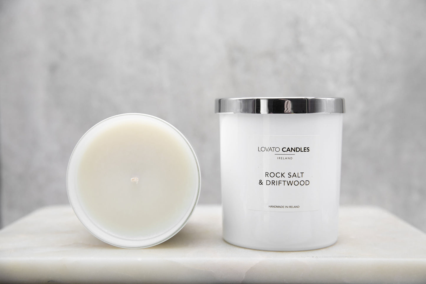 Luxury White Candle - Rock Salt & Driftwood