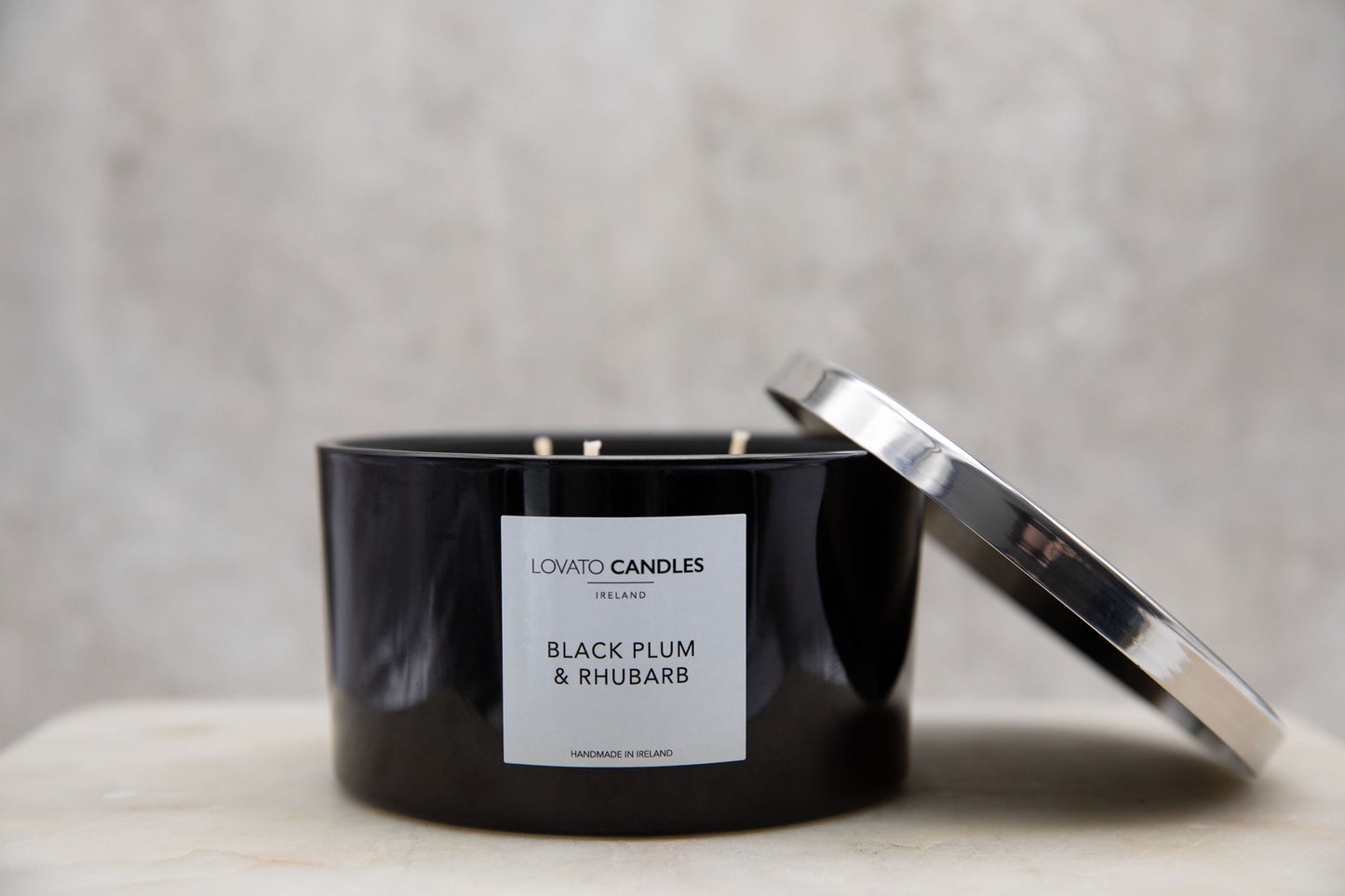 Black 3-Wick Candle - Black Plum & Rhubarb