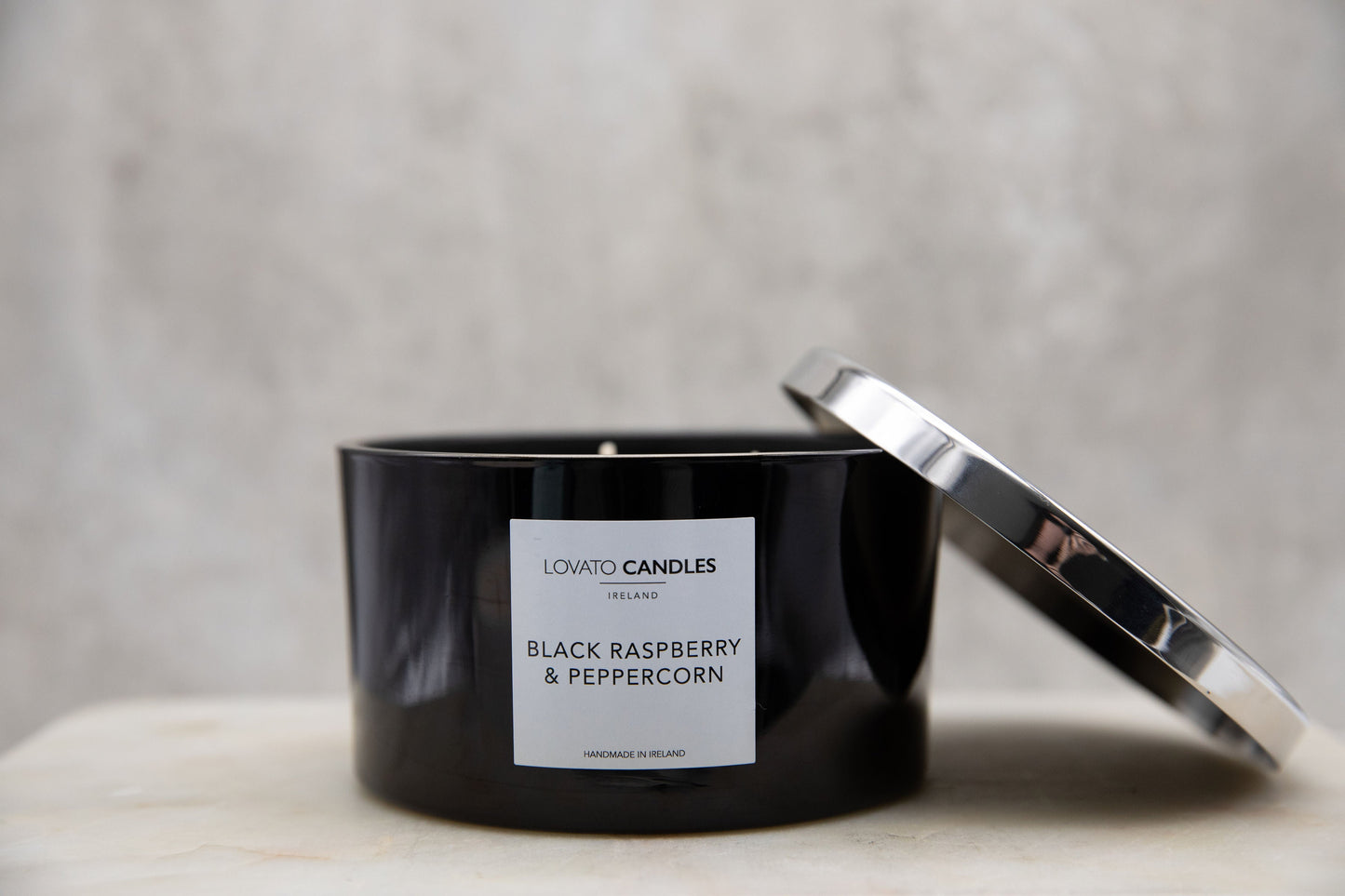 Black 3-Wick Candle - Black Raspberry & Peppercorn